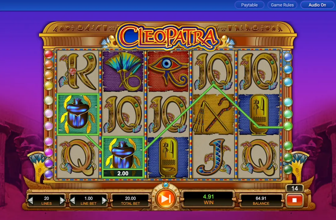 Bonus features in Cleopatra slot